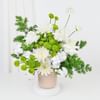 Serene White Blooms In Striped Ceramic Planter Online