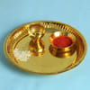 Buy Set of 2 Kundan and Beads Rakhi in Puja Thali