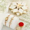 Set of 2 Kundan Rakhi N Sweets Hamper Online