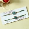 Gift Set of 2 Semi Precious Jade Rakhi with Cadbury Chocolates