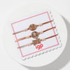 Shop Set Of 3 Antique Metal Rakhi With Kaju Katli