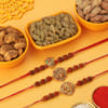 Set of 3 Divine Rudraksh Rakhi Hamper Online