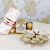 Set of 3 Rakhis with 16 Pcs Ferrero Rocher Box & 250g Kaju Katli Online