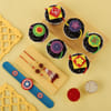 Gift Set of 3 Rakhis with Choco Cupcakes