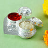 Buy Set of 3 Stone Rakhi with Chana Badam & Cocktail Samosa Hamper