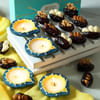 Set of 4 Clay Diya with Assorted Mixed Fruit Dates (15 Pcs)