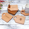 Gift Set of 4 Cup Shaped Wooden Coasters- Customized with Logo & Company Name