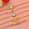 Gift Set of 5 Exquisite Kundan Rakhi Hamper