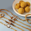 Set Of 5 Kundan Rakhi With Besan Ladoo Online