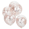 Gift Set of 5 Rose Gold Confetti Balloons for Parties & Celebrations