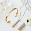Shinning Grace - Personalized Two Tone Pendant Chain And Cuff Bracelet Set Online