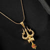 Gift Shiv Damru & Trishul Engraved Oxidised Gold Finish Men's Pendant