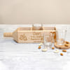 Gift Shot Glasses in Personalized Bottle Shaped Wooden Holder