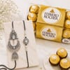 Silver Bhaiya Bhabhi Rakhi and Chocolates Combo Online