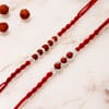 Gift Silver-Plated Rudraksha Rakhi Set of 2