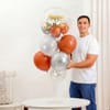 Buy Silver & Retro Brown Birthday Balloon Arrangement