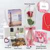 Gift Single Rose, Perfume & Personalized Greeting Card Gift Set