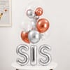 SIS Rose Gold and Silver Bobo Balloon Arrangement for Rakhi