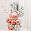 Buy SIS Rose Gold & Silver Balloon Bouquet for Rakhi