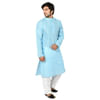 Gift Sky Blue Cotton Mix Long Kurta For Men