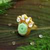 Gift Solar Druzy Semi-precious Stone with Baroque Pearl Handmade Ring