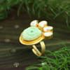 Solar Druzy Semi-precious Stone with Baroque Pearl Handmade Ring Online