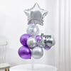 Sparkling Purple & Silver Birthday Balloon Bouquet Decor