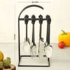 Gift Stainless Steel Cutlery Set with Stand in Black