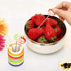 Buy Stainless Steel Fruit Fork Set Of 8 With Holder - Assorted - Single Piece
