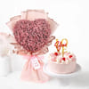 Strawberry Vanilla Cake and Purple Blooms Combo