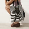Gift Stripped Black Cat Tote Bag