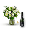Stylish white bouquet with Cava
