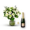 Stylish white bouquet with Champagne.