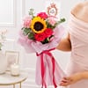 Gift Sunflower and Pink Blooms Bouquet For Daughters