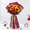 Sunflower And Rose Bouquet For Valentine's Day