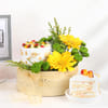 Gift Sunlit Yellow Gerberas and Fruit Cake (300g)