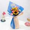 Gift Sunny Sunflower & Cerise Pink Rose Bouquet