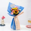 Buy Sunny Sunflower & Cerise Pink Rose Bouquet