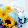 Buy Sunny Sunflower, Gerbera & Blue Orchid Bouquet