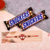 Superhero Mask Metal Kids Rakhi with Snickers Chocolates (2 pcs) Online