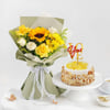 Sweet Pineapple Cake and Bright Bouquet Gift Combo