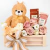 Gift Sweet Teddy & Rose Floral Arrangement