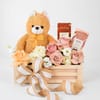 Sweet Teddy & Rose Floral Arrangement