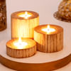 Tea-light Candles with Wooden Pillar Holders Online