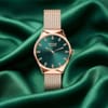 Gift Teal Dial Crystal Marker Slim Ladies Watch For Her