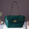 Teal Embossed Wrist Bag For Women Online
