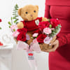 Shop Teddy Bear & Red Roses Arrangement