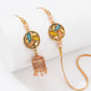 Gift Temple Shaped Bhaiya Bhabhi Rakhi with Beads Work