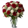 Timeless Red White Rose Arrangement