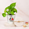 Tree of Life Rakhi and Golden Money Plant Gift Set